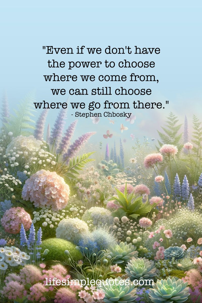 'Even if we don't have the power to choose where we come from, we can still choose where we go from there.' - Stephen Chbosky
#StephenChbosky #LifeChoices #PersonalGrowth #Destiny #InspirationalQuotes #Motivation #ChooseYourPath #Empowerment #SelfDetermination
