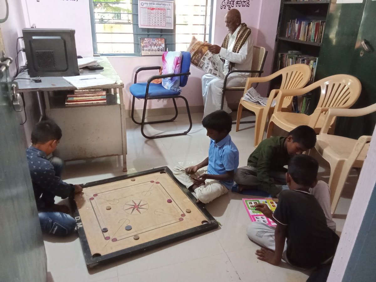 Kids can get a game of carrom or Ludo while grandpa reads the newspaper in the rural public library. 

#librariesforall #inclusivespaces