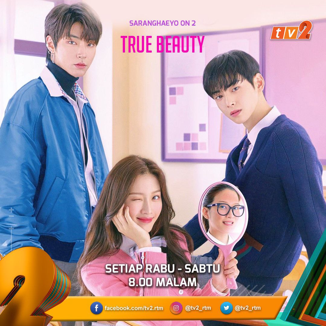 Saksikan drama bersiri Korea #TrueBeauty (Ep. 15) lakonan Cha Eun-Woo, Hwang In-Yeop, Moon Ga-Young, Park Yoo-Napukul 8:00 malam ini di TV2. #SARANGHAEYOON2