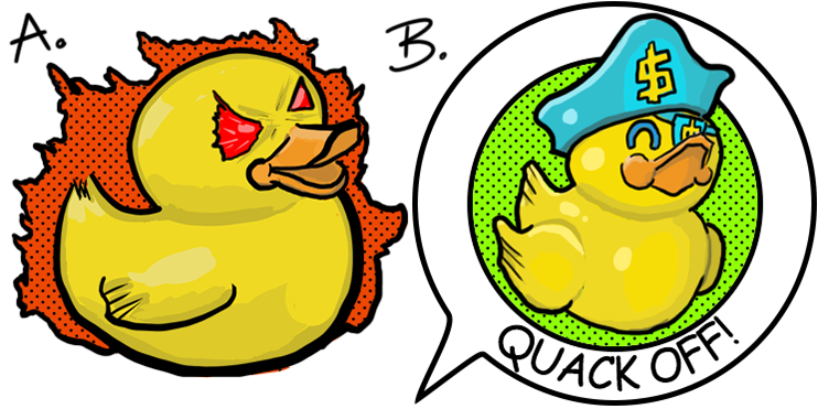 Hey guys, we are working on designs for 1.24" enamel pins to sell at MAGfest.  Let us know if you prefer A or B?