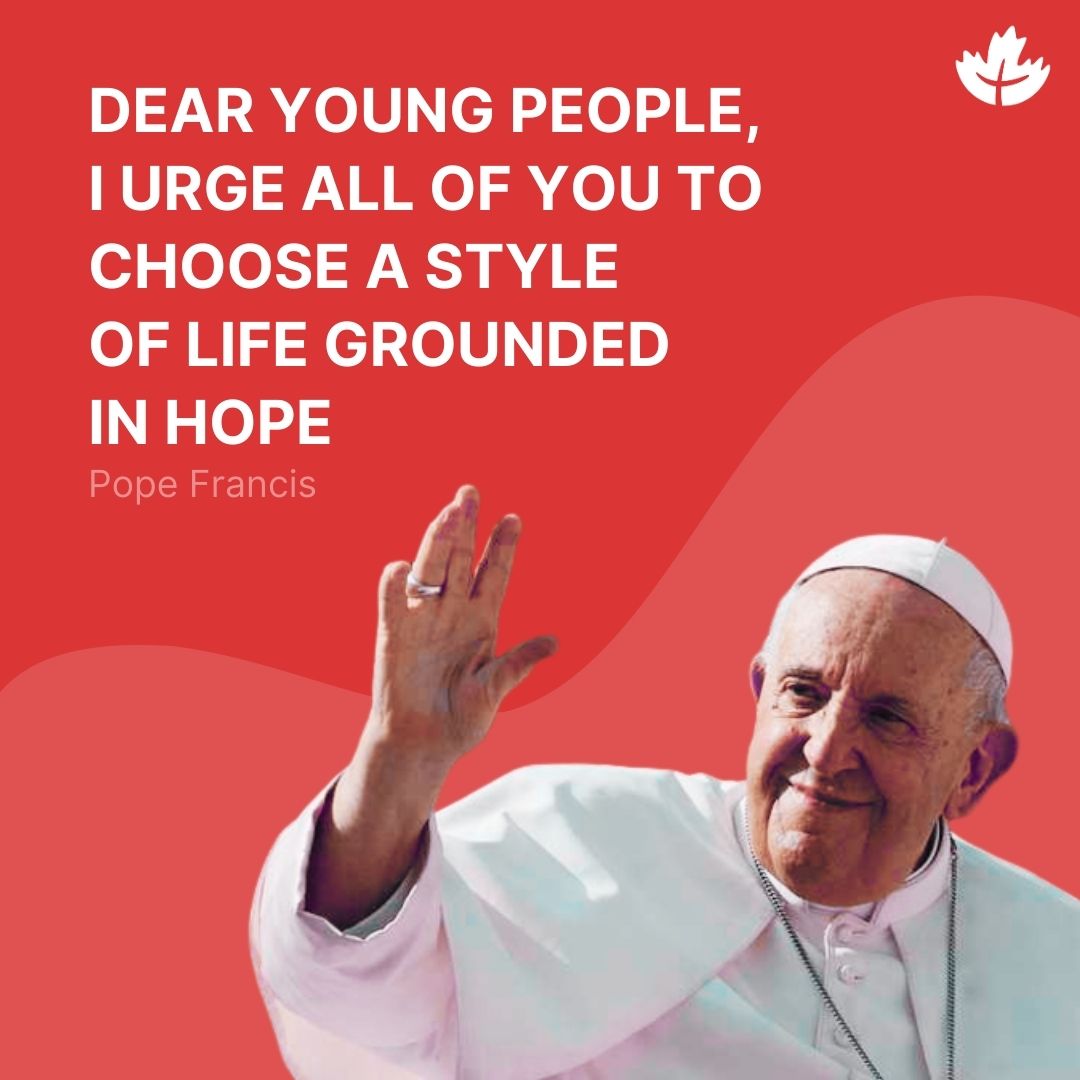 The Pope has just released his letter to the youth for the 38th WYD.

He highlights our crucial role as young people as HOPE for the Church and humanity.

"Rejoicing in hope" (cf. Rom 12:12) ✝️

#wyd #wydcan #canada #diocesanwyd #wyd #wydcanada #worldyouthday #wydlisboa #lisboa