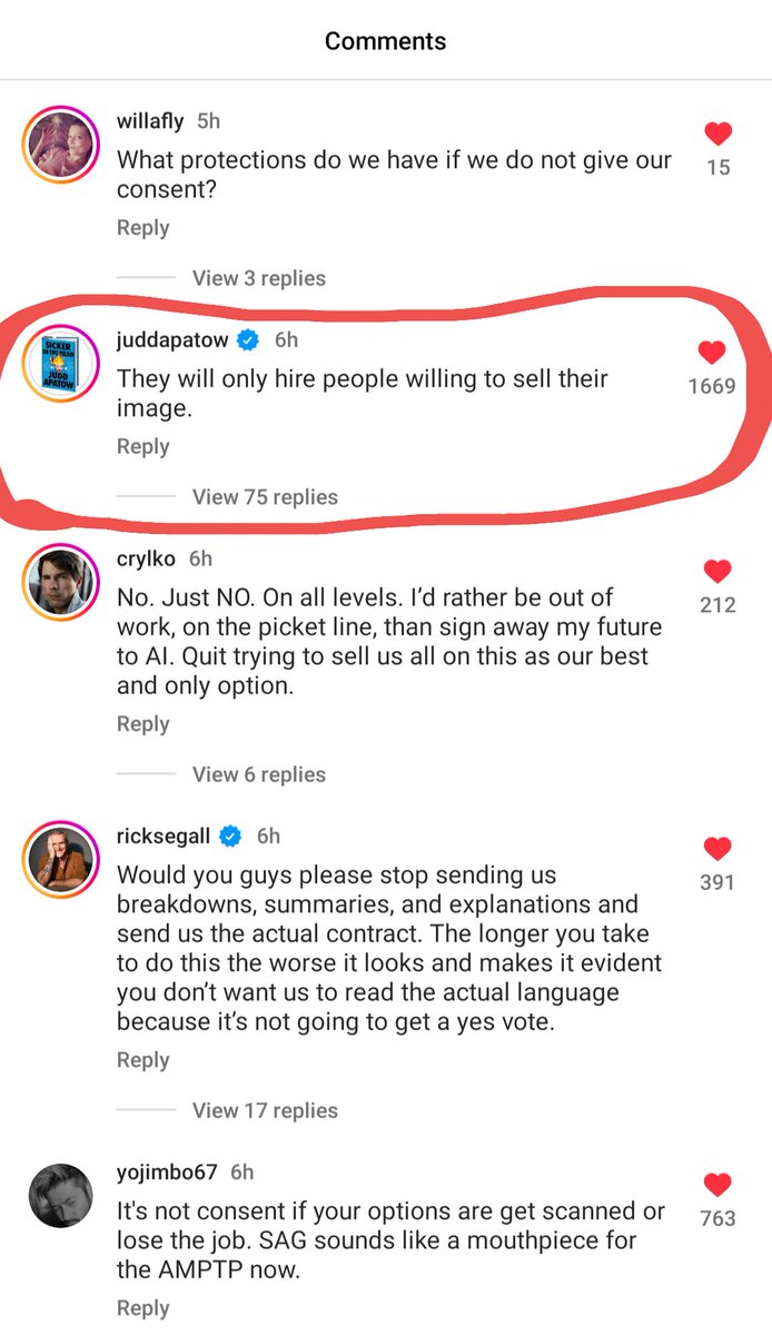 bgcoalition2020's tweet photo. Apparently, @JuddApatow is also a #contrarian #LowLevel entertainer, because the #FortyYearOldVirgin+ director is taking aim at the #JobKilling lack of real #AI protections in the Contract #SAGAFTRA is trying to shove down our throats. #DiscloseTA #StandWithLowLevelActors #VoteNO https://t.co/L4eKqF8zy6