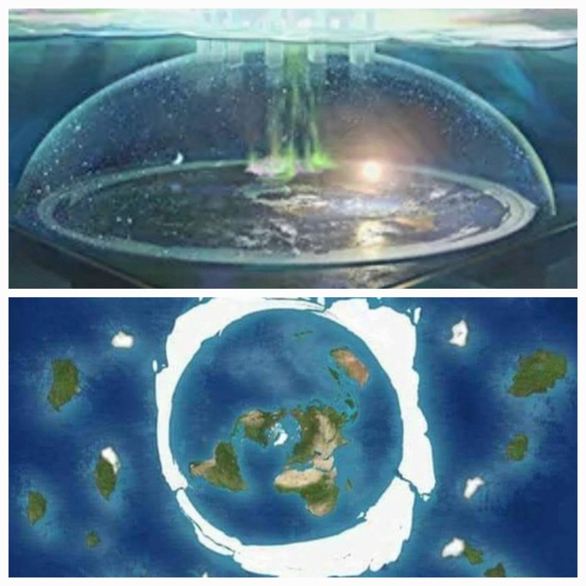 The globe model is dead, so I'd like to see what you all think about these two: Dome over us only? Lands beyond Antarctica?