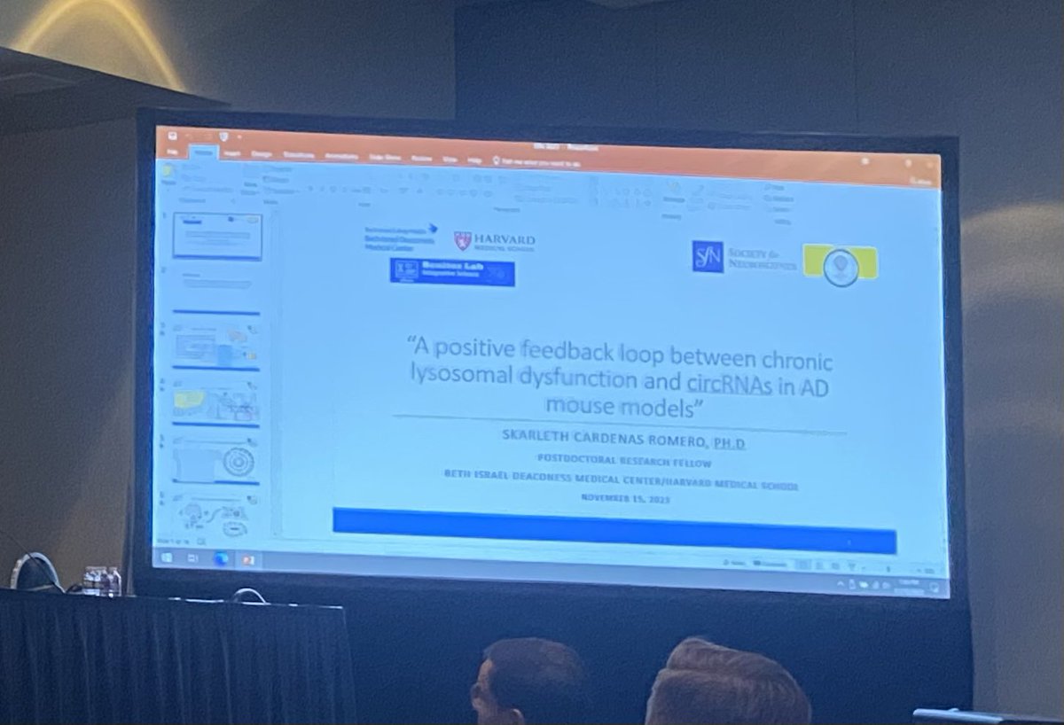 SkarlethCrdena1's tweet photo. I did it!!! My first talk in the nano symposium of the #SfN2023. Thank you very much for this opportunity and  great experience. I hope the audience have enjoyed my talk in #AlzheimersDisease , and if you have doubts you can contact me.  #BenitezLab power. https://t.co/Fnx8z00k91