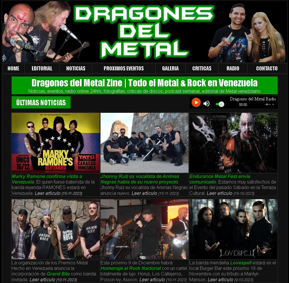Dragones del Metal Zine | Todo el Metal &amp; Rock en Venezuela. Noticias, radio online 24hrs, eventos, galería de fotografías, criticas de discos, podcast semanal. dragonesdelmetal.tk