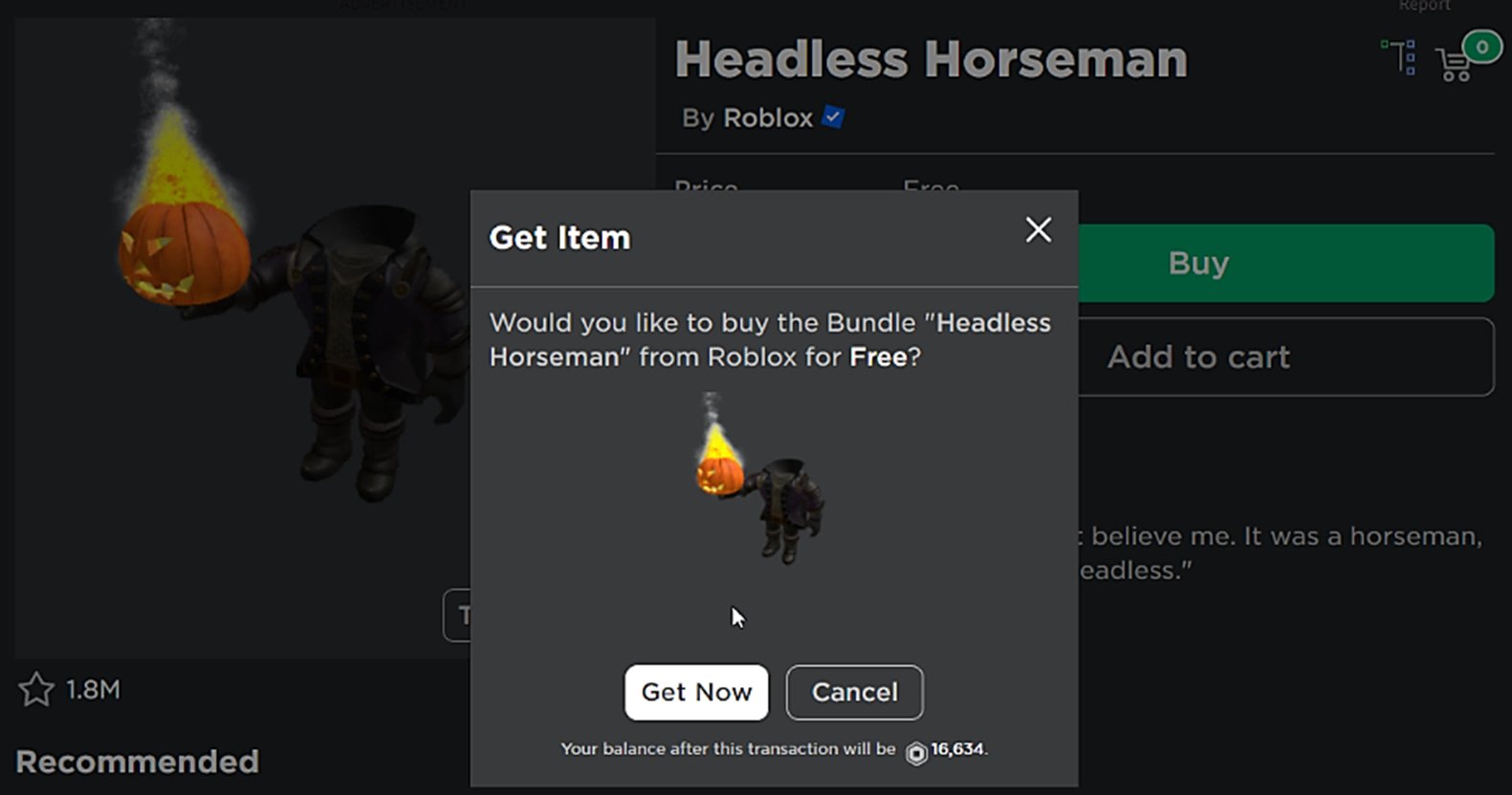 Headless Horseman is FREE (Roblox Glitch) 