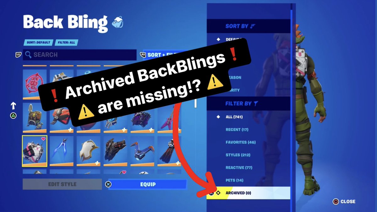 its_InfiSky's tweet photo. @FortniteGame Since this OG Season has started all of my Archived Back Blings have disappeared and I’m not the only person I know having this issue. @EpicGames @FortniteStatus https://t.co/MuYdekkFrd