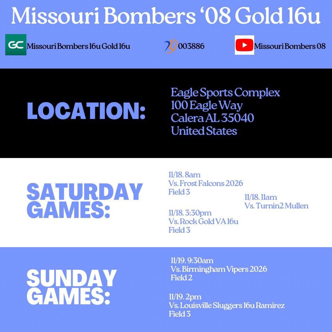 08MObombers's tweet photo. In my best Taylor Swift voiceโฆ..Are You Ready For It? Bombers are excited to take the field for our last fall tournament! #bomberstrong https://t.co/35wsT2RjwE