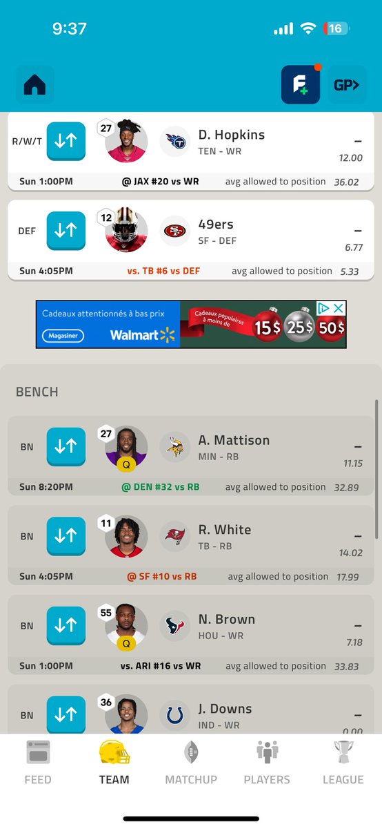 NFLFANTASYTALK's tweet photo. Who should I start at flex? Thinking between Hopkins and Rachaad White (I’m sticking with pollard this week, one more chance [I know I’m delusional]) #NFL #FANTASY https://t.co/op0OUpyx1T