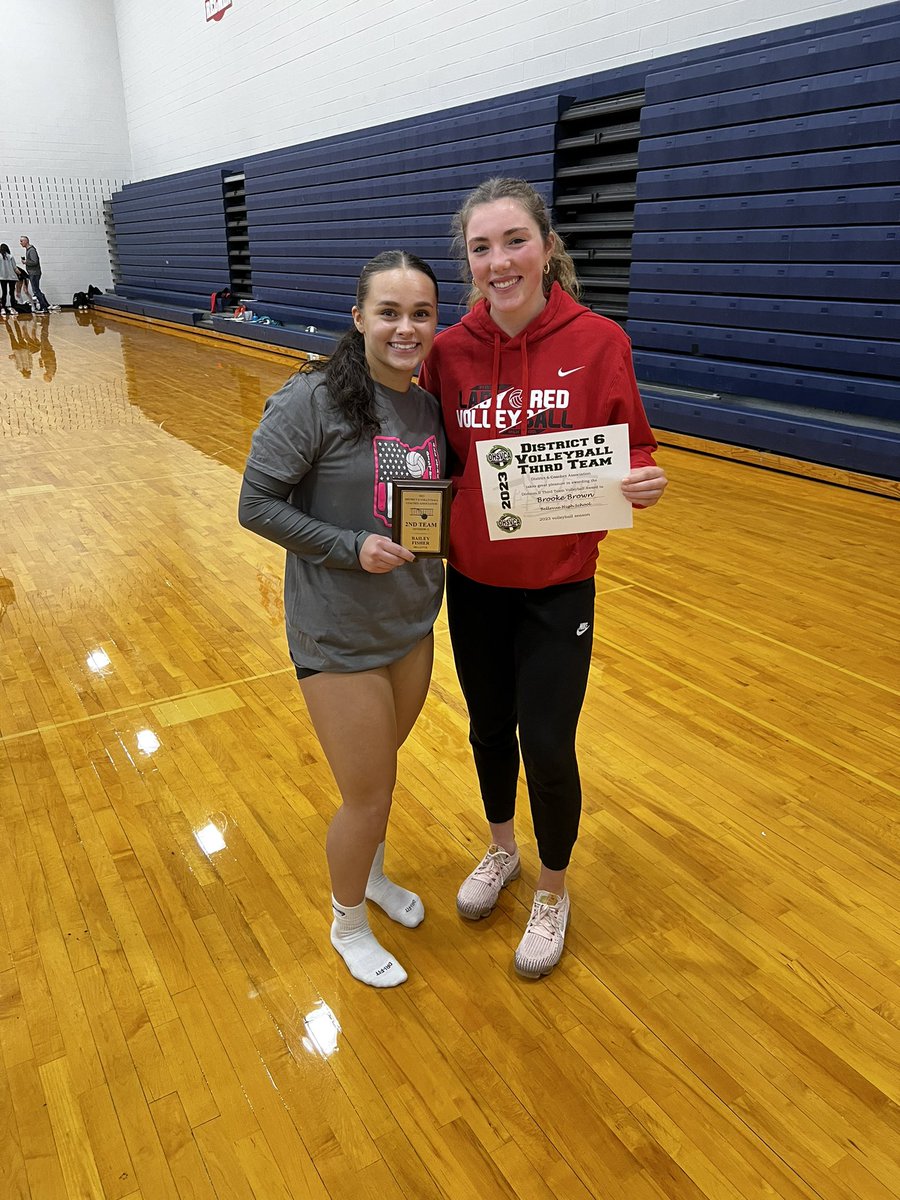 LadyRedVolley's tweet photo. Tonight we got to watch Bailey play in the senior All-Star match ! 

Congratulations to Bailey, Brooke, and Lila who were awarded with their District awards today! 

Bailey - 2nd Team 
Brooke - 3rd Team 
Lila - Honorable Mention https://t.co/w9B54oP3bf