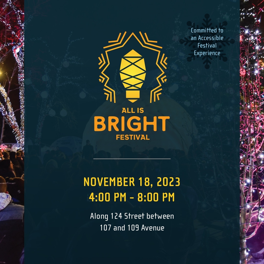 Join me for a night of festive fun at @shop124street #AllIsBrightFestival on Nov 18! ⛄️✨ Humbled and grateful to be involved with improving #accessibility for this event with @TycoonEvents ❤️ Let's celebrate the winter wonders in #YEG. #Shop124Street #YEGWinter #YEGLocal