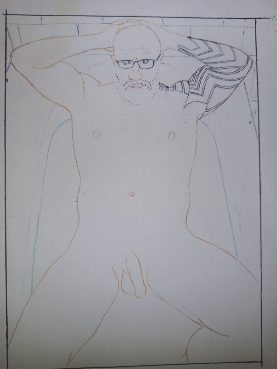 Chamuko221's tweet photo. Nuevo dibujo en proceso usando solo boligrafos de colores, esta vez  inspirado en @45volts #drawing #inkdrawing #gayart #instagay #gaydraw #illustration #lgbt #nakedman #artofmen #nudeart https://t.co/IOyiq0UC5P