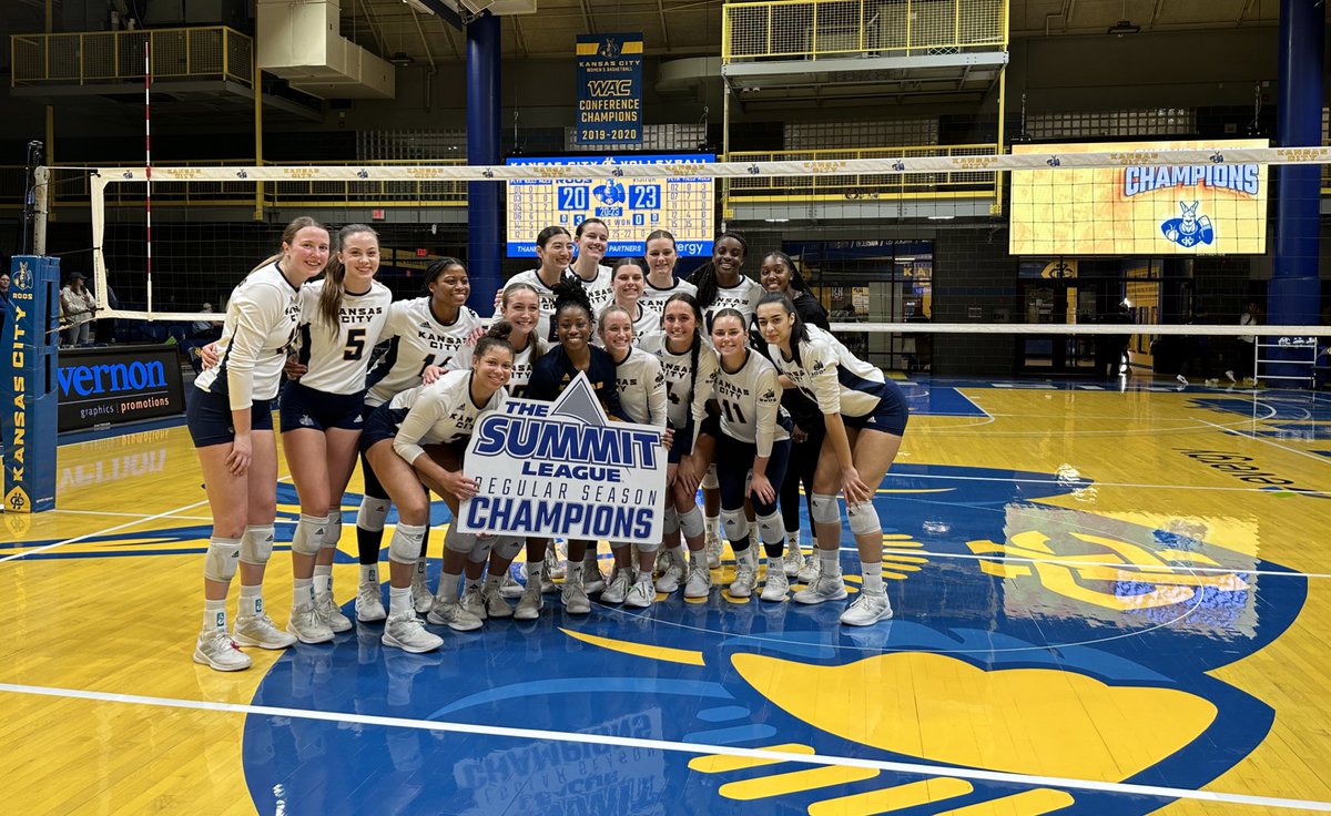 Summit League Regular Season Champions💫 What an amazing feeling💙💛@KCRoosVB deserves this moment💪Proud of their hard work, determination & resilience. #RooUp @UMKC🏐