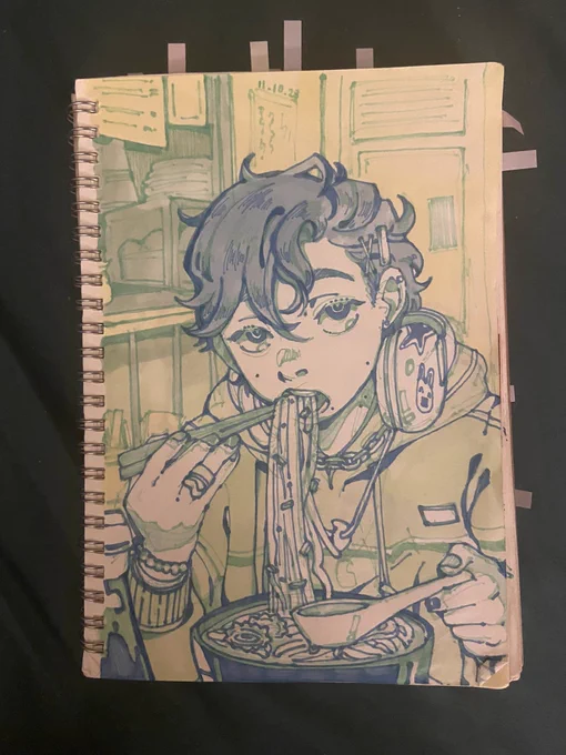 Assorted full color sketchbook pages 