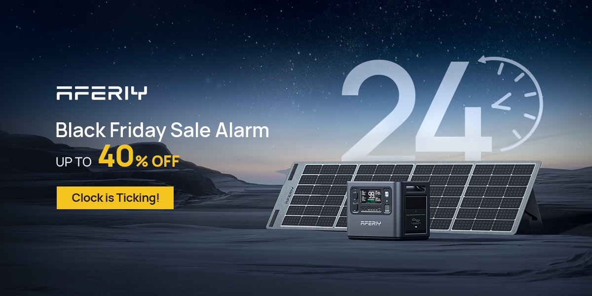 AferiyOfficial's tweet image. Only 24 hours to go! Mark your calendar to make the most of the incredible deals, save up to 40% and power up your adventures.
​
#aferiy #portablepowerstation #solargenerators #blackfriday #blackfridaysale #powerindependence