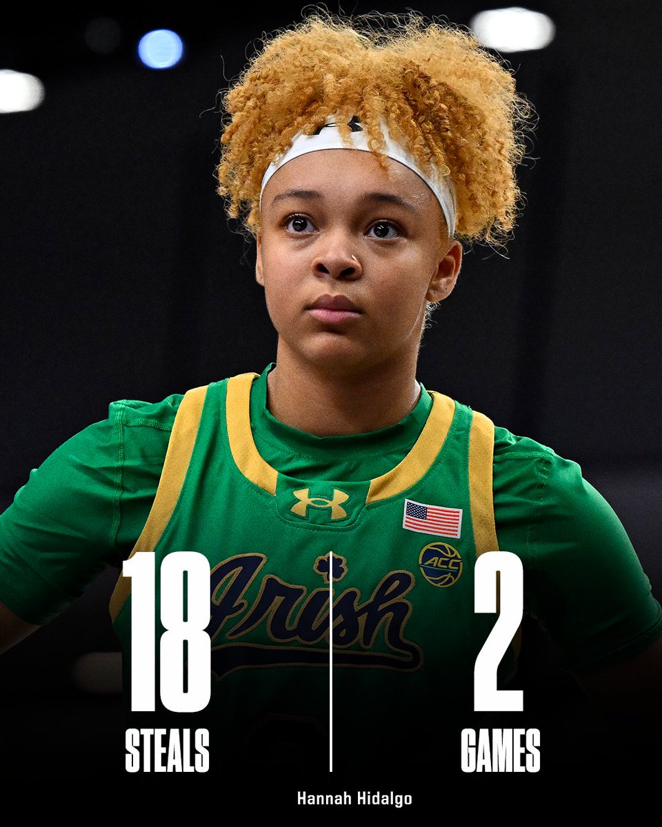 ACC Network (@accnetwork) on Twitter photo Hannah Hidalgo has 18 steals in a 2-game span, the second most by an ACC player in the last 25 seasons 💪 <a href="/ndwbb/">Notre Dame Women's Basketball</a> Hannah Hidalgo has 18 steals in a 2-game span, the second most by an ACC player in the last 25 seasons 💪 <a href="/ndwbb/">Notre Dame Women's Basketball</a>