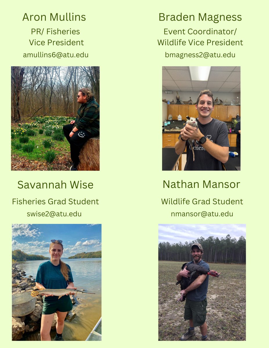 atufws's tweet photo. Say hello to the new ATU Fish and Wildlife Society officers for 2024! https://t.co/m3ltiQhohL