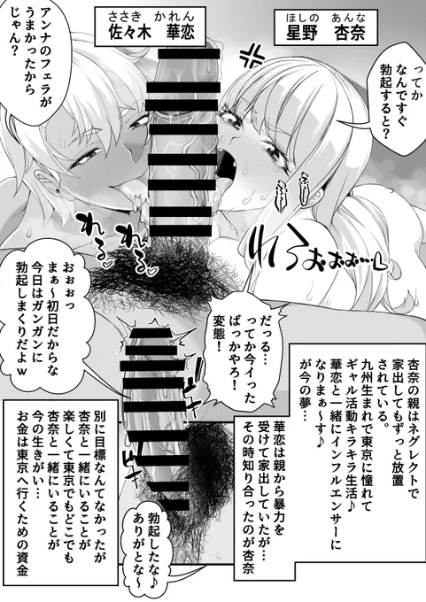 新作
『宝くじ12億当選!   
〜エロに全投資して、ハーレム御殿建設!!』 
11月22日 (水)発売!

キャラ紹介
黒ギャル、白ギャルのかれんとあんなです😊
白黒Wフェラ…最高やん😍😍 