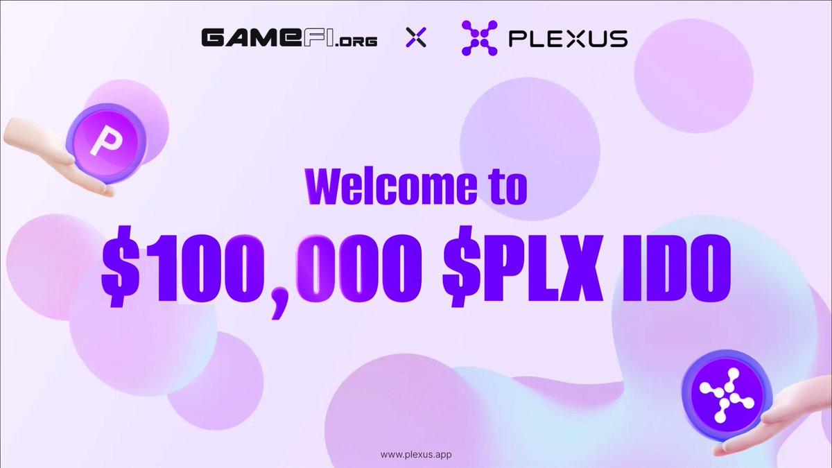🔴 LIVE NOW: $PLX IDO BEGINS! <a href="/plexus_fi/">PLEXUS | We’re Hiring!</a>

Buy tokens at: gamefi.org/ido/plexus 🔗

🔻 Phase 1: 03:00 Nov 16 - 10:00 Nov 16 (UTC)
🔻 Phase 2: 10:00 Nov 16 - 12:00 Nov 16 (UTC)

Refund: YES (5-7 days to request)
Vesting: 20% at TGE
Network for IDO &amp; token: Arbitrum.
There's a