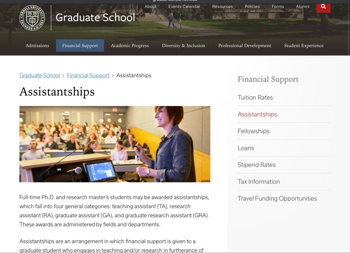 GRADUATE ASSISTANTSHIPS FOR MASTERS AND PhD STUDENTS 

100% of tuition fees + Stipend + Health insurance to Cornell University, USA (google it) 

Deadline: 2/1/2024 

My 12th applicant just got his scholarship. DM on IG/LinkedIn to work with me (link in my bio)