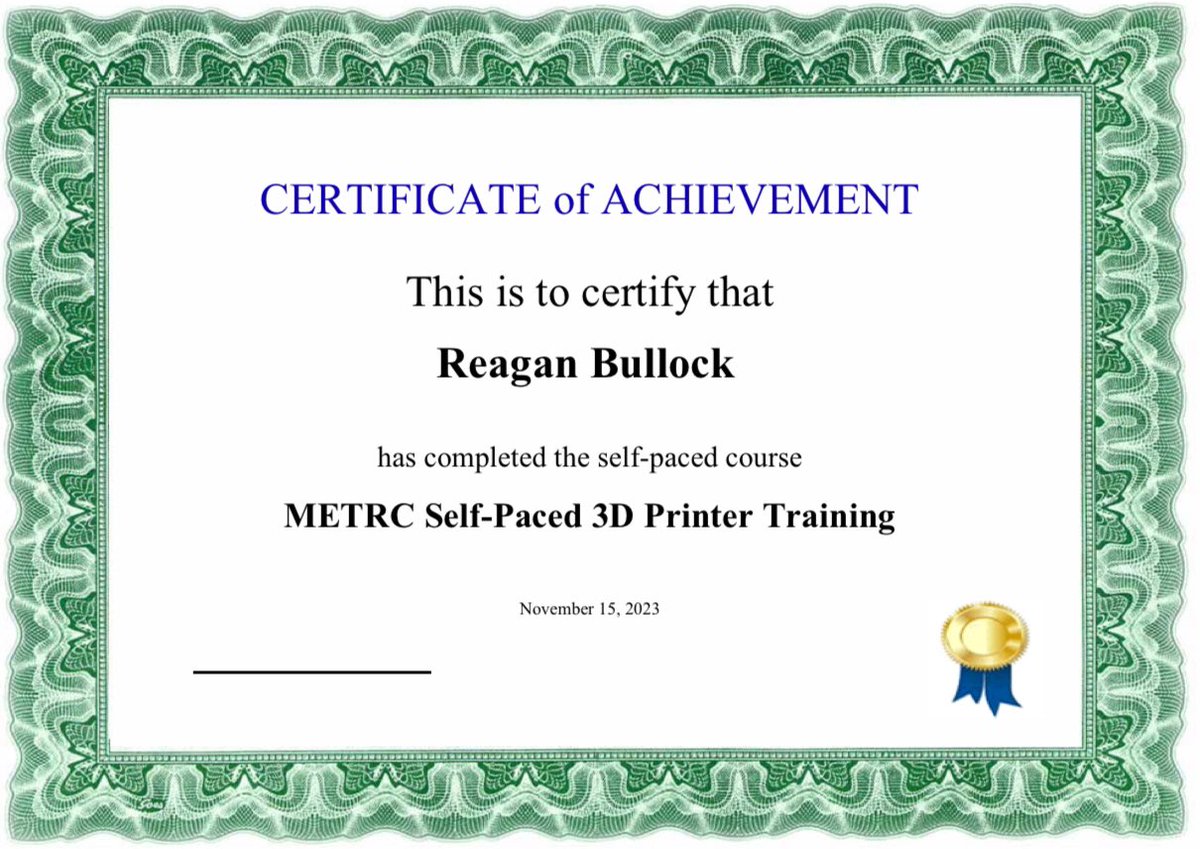 Reagan__31's tweet photo. I’m excited to gain experience with 3D printing in @NCStateCEDMETRC!#eci201 https://t.co/F2L8N7poeS