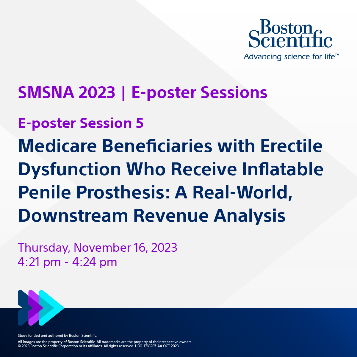 Tomorrow at #SMSNA23! Don’t miss this e-poster session presented by @AndrewSunMD. Excited to support this research co-authored by our health economics team.
