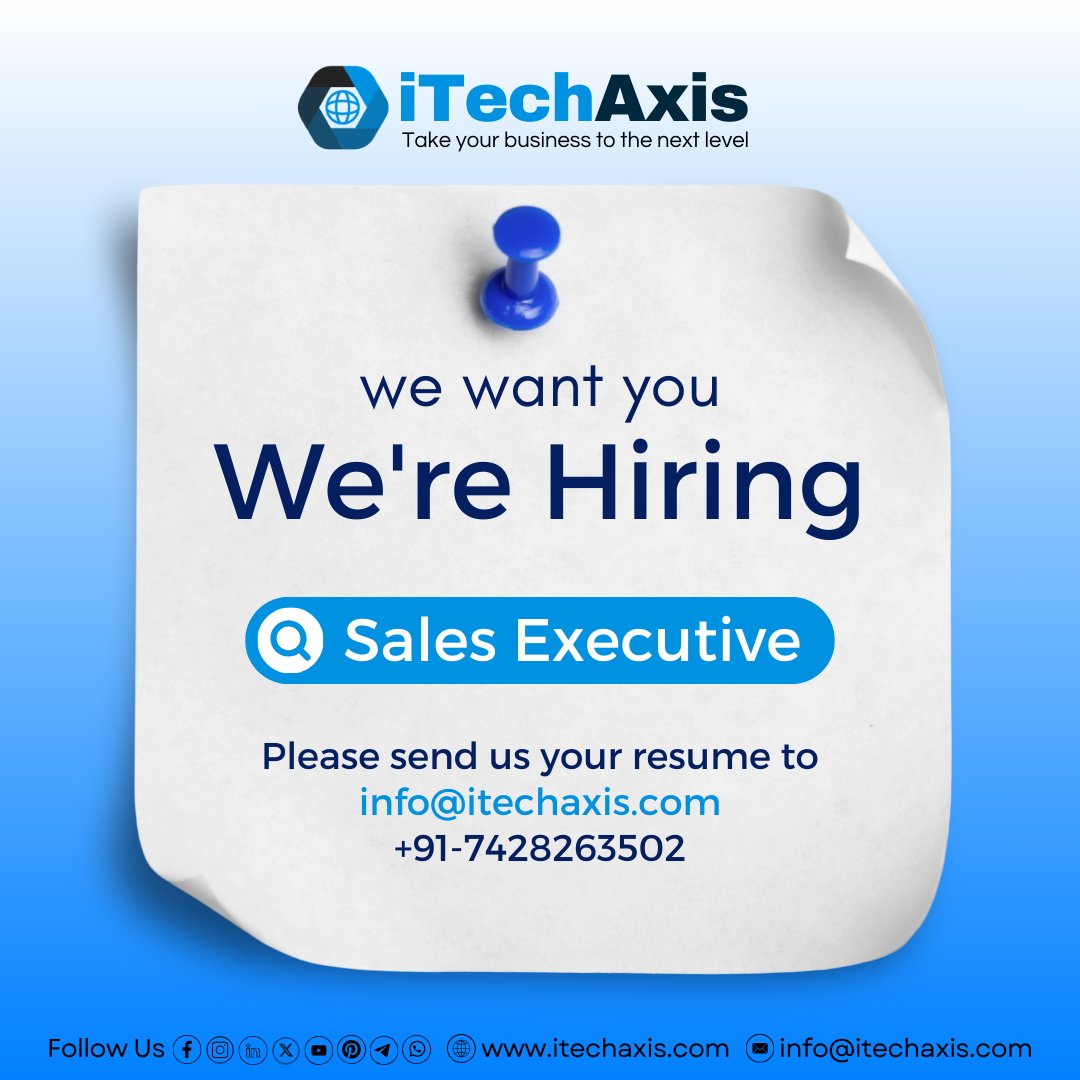 iTechAxis's tweet photo. iTechAxis is currently seeking sales executives to join our team. The ideal candidate should be a graduate of any discipline. If you are passionate about sales and possess excellent communication and interpersonal skills, we encourage you to apply for this position. #hiringnow https://t.co/ZmqBWFSM2J