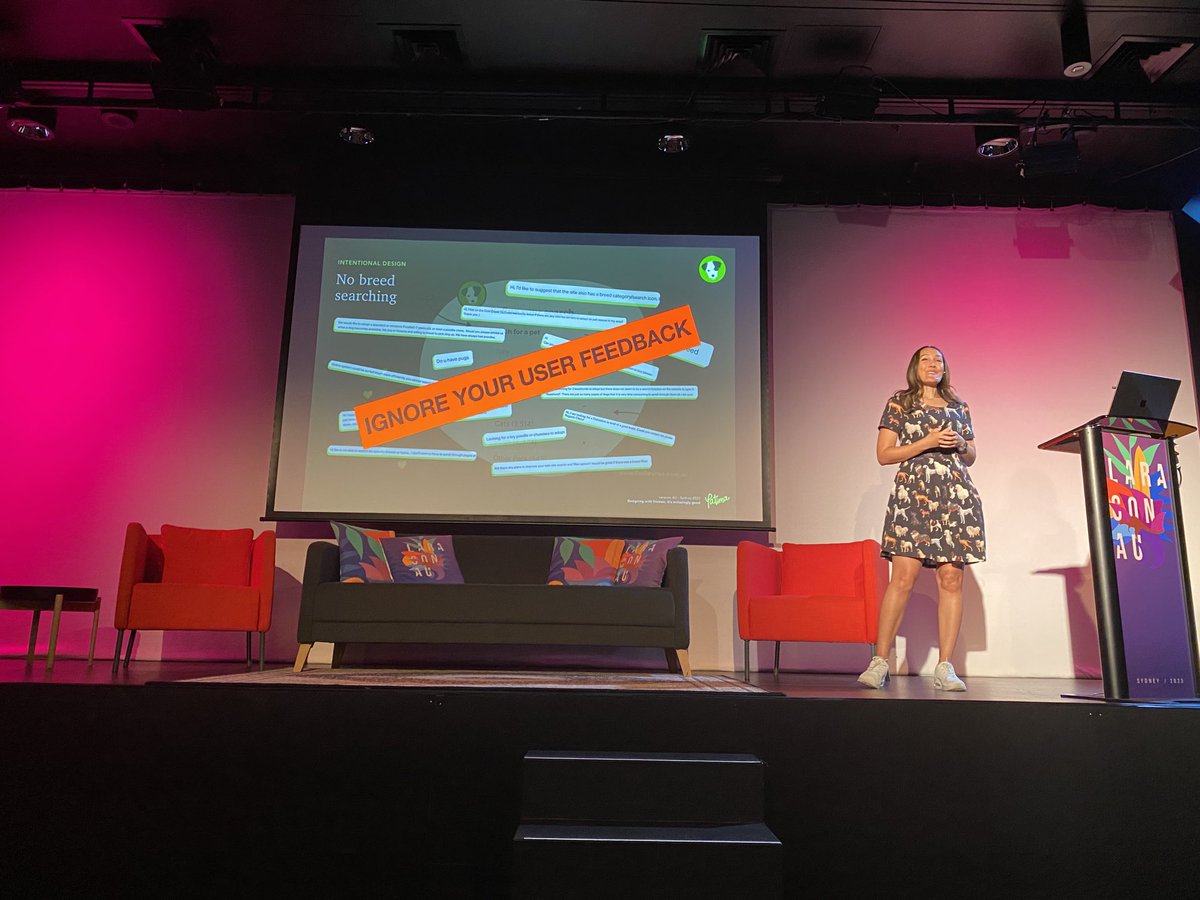 ⁦<a href="/the_patima/">Patima™ 👸🏻</a>⁩ discussing how ethics should be allowed to drive UX, even at the cost of user convenience (friction), when it results in more equitable and humane outcomes #laracon #laraconau