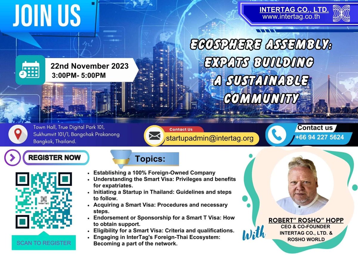 We are gathering at the True Digital Park in Bangkok on 22nd of Nov. at 3PM to present and celebrate our work in Thailand, after one year! Event topic: 
- Our story, our projects
- Status of projects
- Next steps

bit.ly/40qf3qp