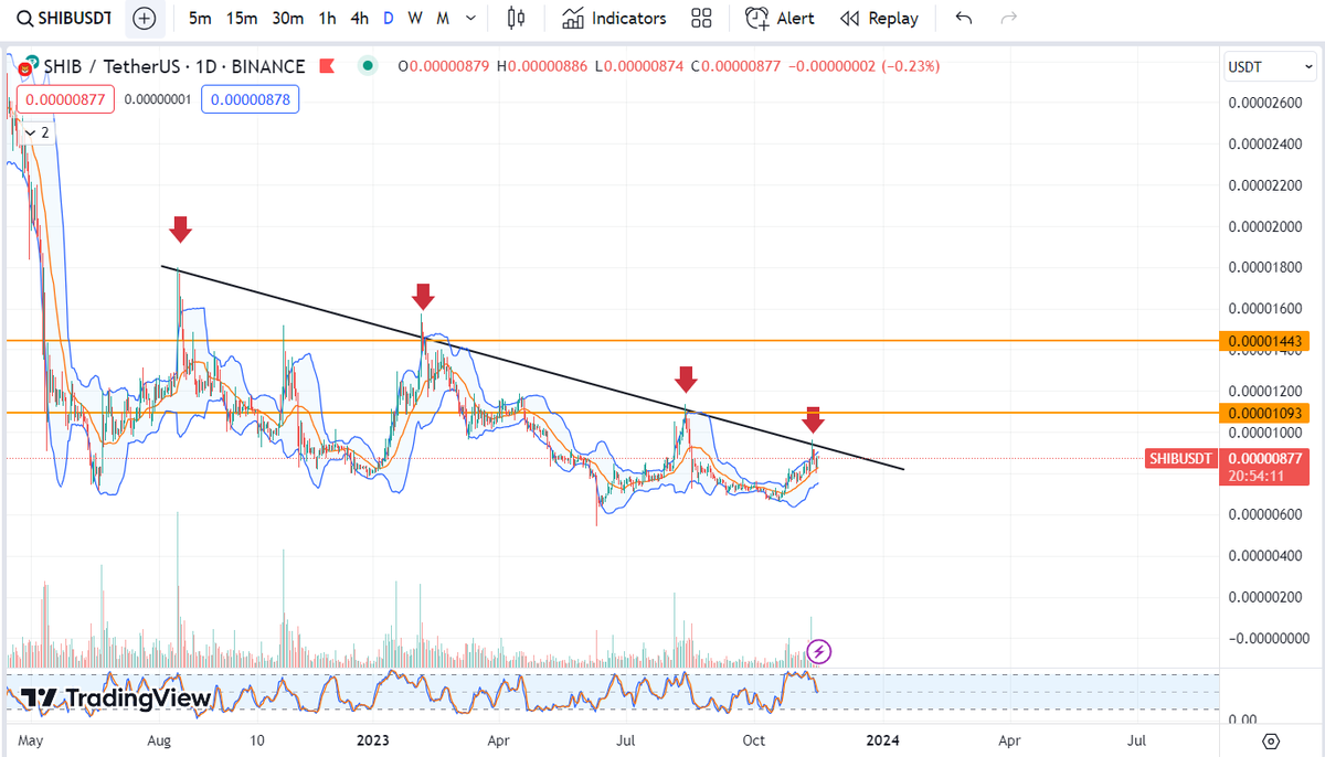 CuongTrading's tweet photo. Pay attention to $SHIB here  
Looks explosive on the weekly 🧨
   
Buy 1: $0.00000877 
Target: $0.0000103 - 0.00001443 https://t.co/8cVgAAVAGc