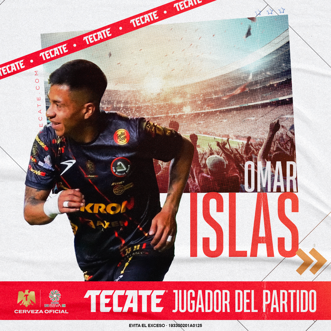 #JugadorDelPartido - @cervezatecate

Omar Islas 🔴🟡

Contundente en la labor ofensiva para llevarse el primer capítulo de esta serie. Gol y asistencia ante los tapatíos 😮‍💨

<a href="/C_A_Morelia/">Club Atlético Morelia</a>

#TecateJugadorDelPartido | #CervezaOficial | #LigaBBVAExpansiónMX