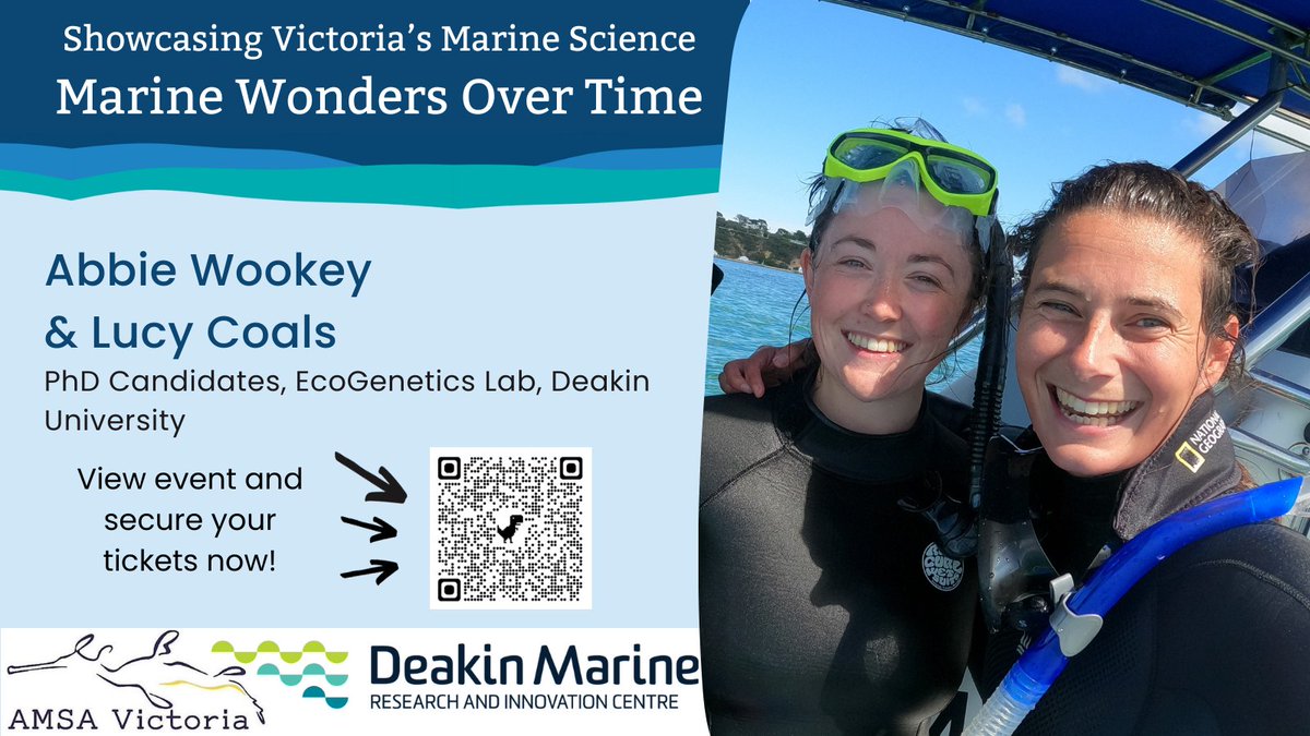 AmsaVictoria's tweet photo. 🌊🌱Submerge yourself into all things seagrass with PhD candidates @abbiewookey and @lucy_coals from @EcoGeneticsLab @Deakin. Lucy and Abbie will be discussing their research which makes up a large scale collaborative project aiming to optimise seagrass restoration techniques! https://t.co/TLffgmShND
