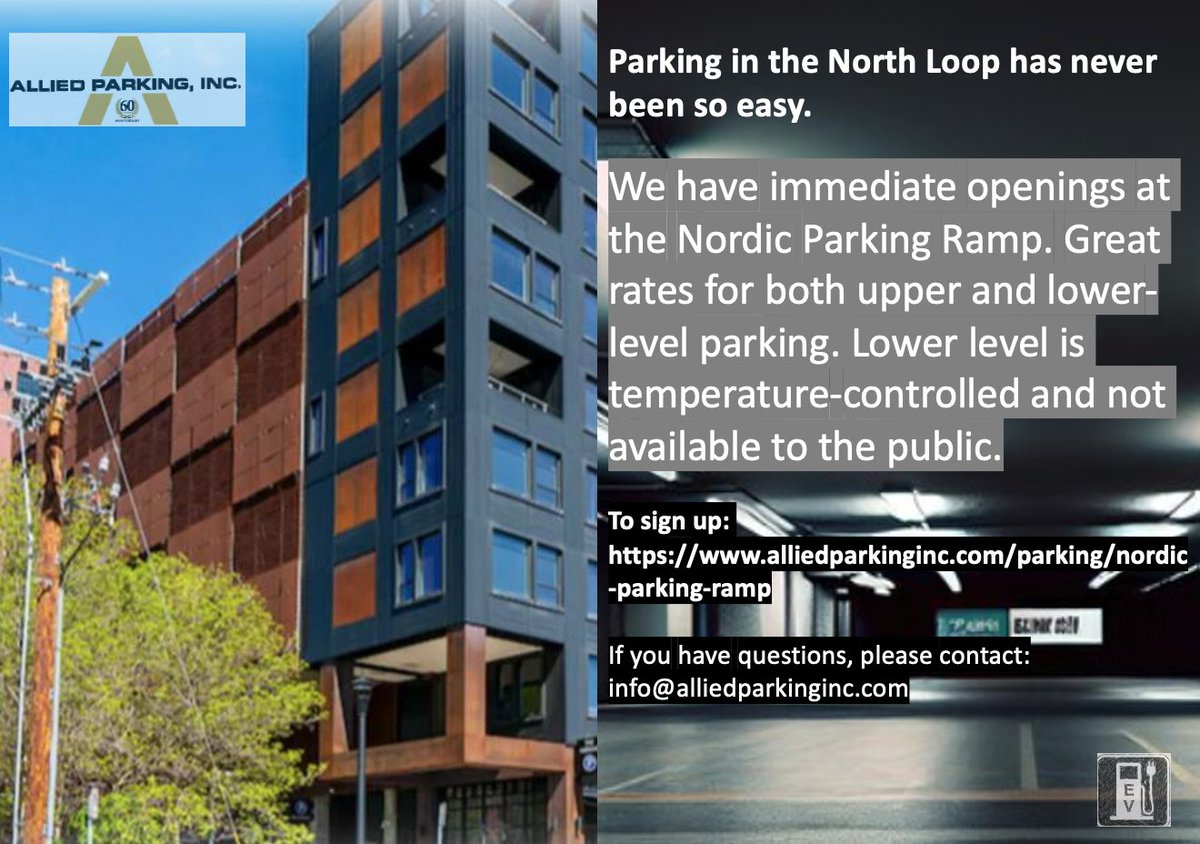 Hey <a href="/NorthLoopMPLS/">North Loop</a> - we have parking available at alliedparkinginc.com/parking/nordic…! #EVcharging #dtmpls #Minneapolis