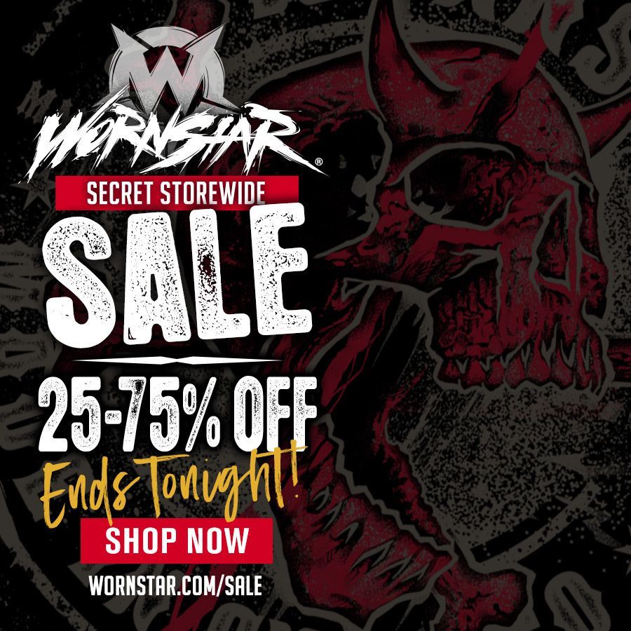 ENDS TONIGHT!! 🔥 💀 
wornstar.com/sale 

#wornstar #rocknrollclothing #storewidesale