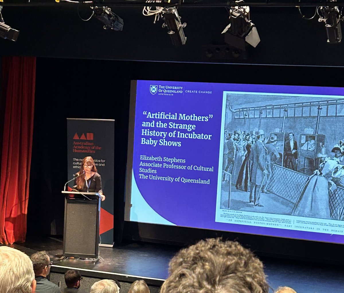HumanitiesAU's tweet photo. “For the first half of the 20th century, the highest survival rates and best medical care for premature babies was found in the Coney Island amusement park.”
@e_stephens_uq brilliant presentation examines the way life, automation &amp; exhibition intersects. #AAHSymposium https://t.co/cTBXJAifZe