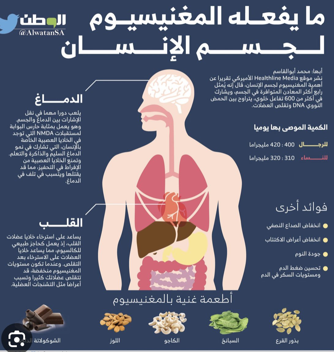 DrWaleedalbaker's tweet image. تم بحمد الله نشر ورقتنا البحثية وفيهاتم مراجعه تناول الماغنسيوم اليوميه لاكثر من ١٢٠٠ مشارك باستبيان دقيق يشمل تفاصيل دقيقه وبعد استثناء كل مايؤثر على الماغنيسيوم من امراض وادوية تبين لنا ان اكثر من ٨٠٪  لايتناول احتياجه ويعاني من النقص والسبب الرئيسي المطاعم السريعه الغير صحيه