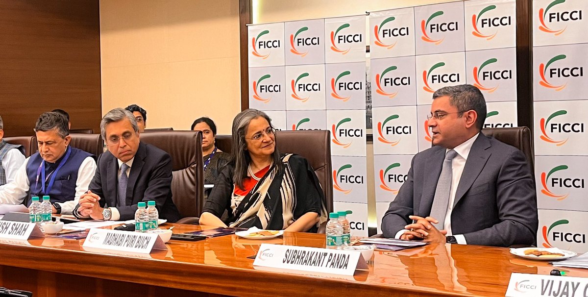 ficci_india's tweet photo. .@SEBI_India chairperson Ms Madhabi Puri Buch interacting with industry at the FICCI’s #CAPAM2023 at @NSEIndia in Mumbai today. https://t.co/Ahzb0OnZy9