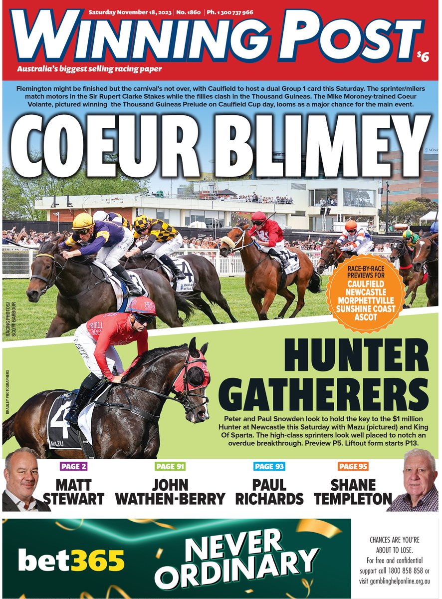 📰 G1 racing at Caulfield
📰 $1 million Hunter
📰 Mooloolaba Cup Day

The racing action never stops &amp; WP is here with all the information you need: bit.ly/3MMRyCy