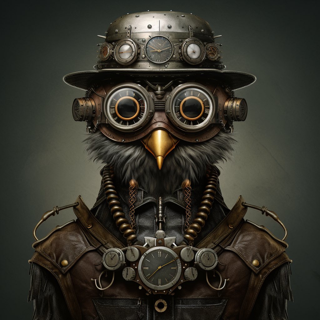 ButchullaBorn's tweet photo. @AddicksDebraa @Elle_Artist__ @McC3Kat @AllaAisling @RobotCleopatra @umesh_ai @cgr_ai @jinx_aiart @AiProGirl @LudovicCreator @808Drift Here’s some of my steampunk owls. https://t.co/2Pnh9P9o0l