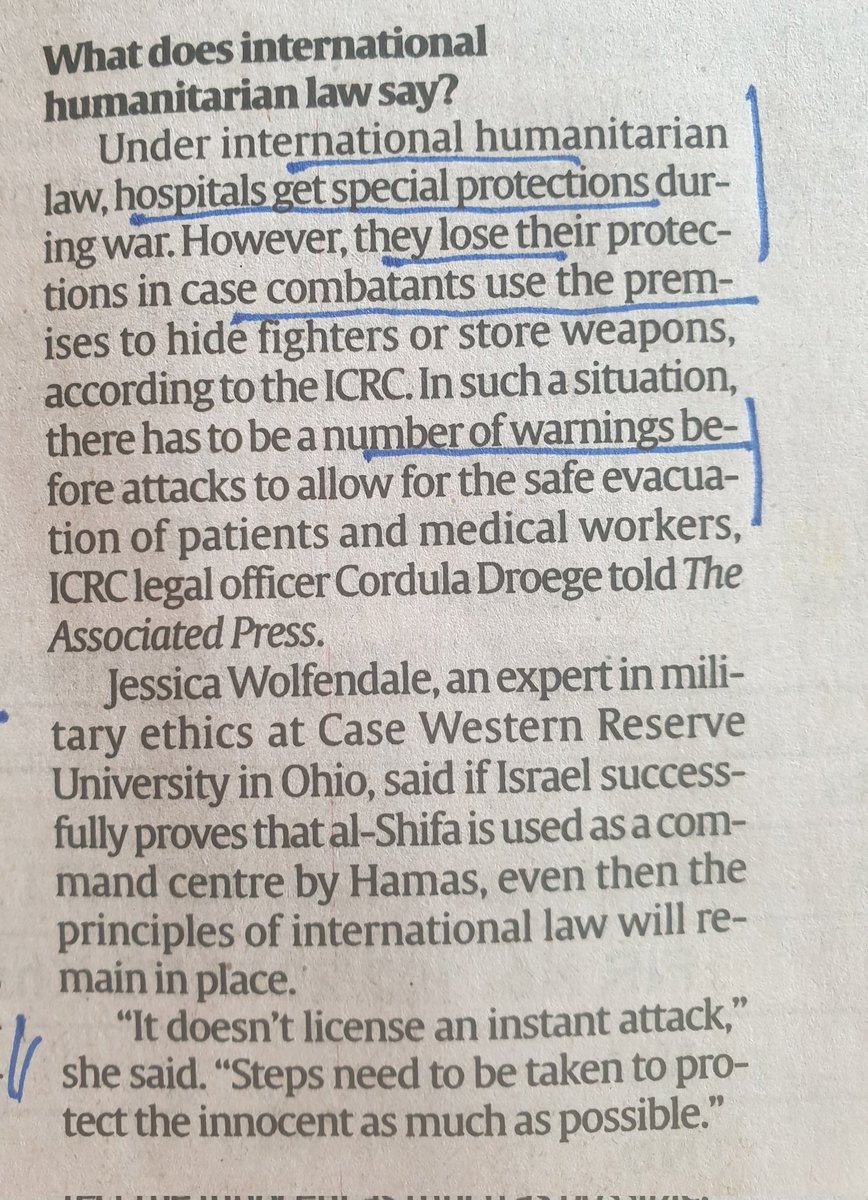 Hospitals, Special protection and the Law!
#IndianExpress #UN #WHO
#InternationalHumanitarianLaw 
#IsraelHamasWar