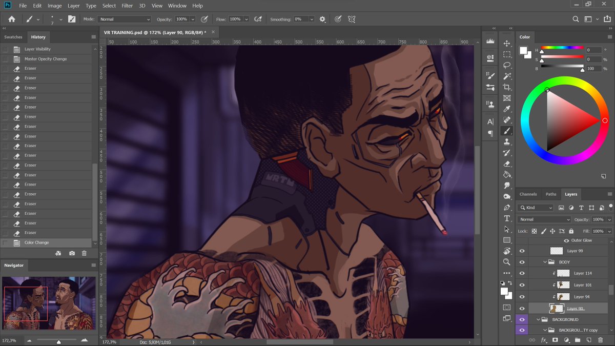 MORTEM52's tweet photo. wip 🚬
#digitalart #Cyberpunk  #yakuza #illustration https://t.co/1v3P4v9mkB