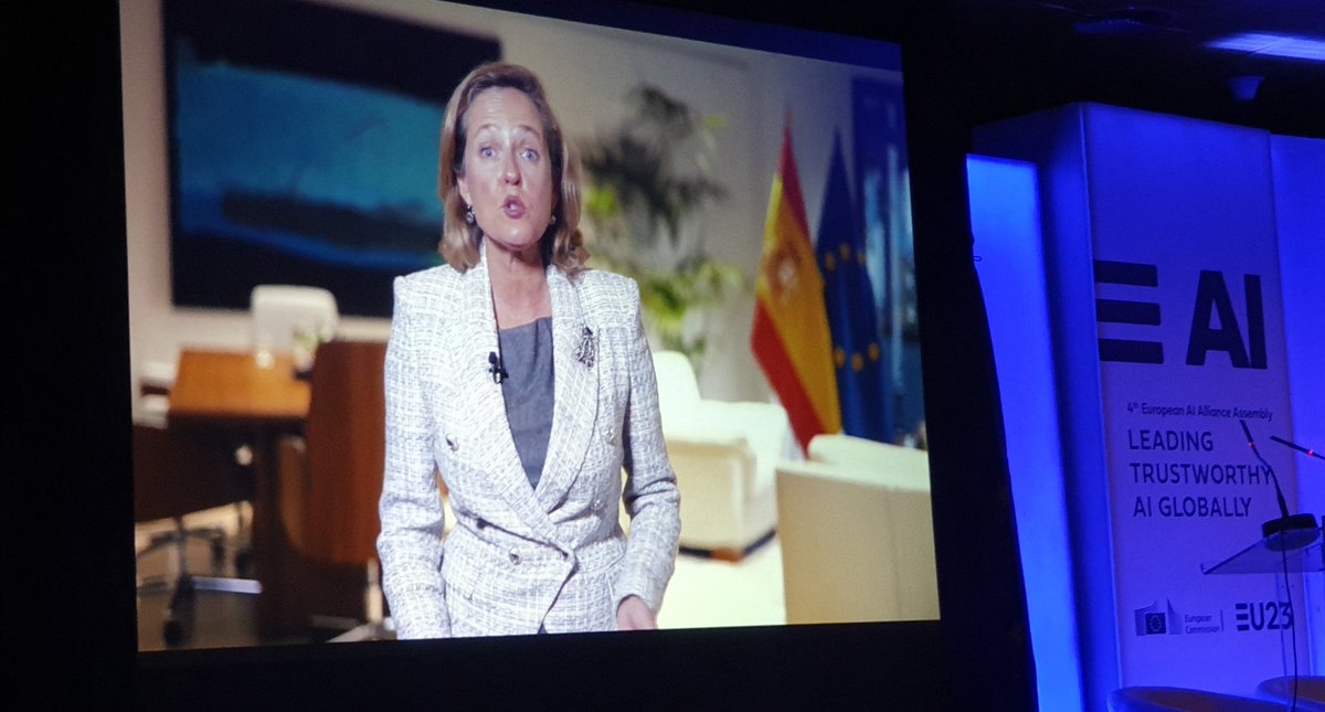 Unión Profesional (@uprofesional) on Twitter photo La vicepresidenta <a href="/NadiaCalvino/">Nadia Calviño</a> ha recordado que la transformación digital que supone la Inteligencia Artificial ha de ser humanista. La norma europea pendiente de aprobación así lo contempla #AIAlliance La vicepresidenta <a href="/NadiaCalvino/">Nadia Calviño</a> ha recordado que la transformación digital que supone la Inteligencia Artificial ha de ser humanista. La norma europea pendiente de aprobación así lo contempla #AIAlliance