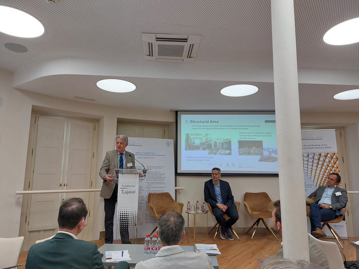 EUREGHA's tweet photo. How does Andalucia implements humanisation in its health policy and programme? 

Interesting approach presented by Javier Vazquez @AndaluciaJunta, covering actions at organisational, structural, healthcare &amp; relational area, boosting targeted work with citizens.

@WHO_Europe_RHN https://t.co/77fF0647g9