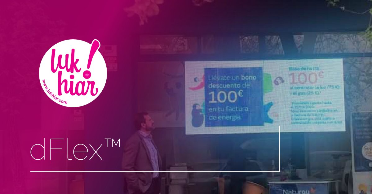 ¿No conoces nuestra pantalla dFlex™? 👇  Vistosa y versátil, es la evolución del vinilo al formato electrónico con #tecnología LED y se puede colocar en cualquier superficie acristalada para mostrar contenido dinámico y ¡sacarle el máximo partido! 📷 📷bit.ly/47ffztx