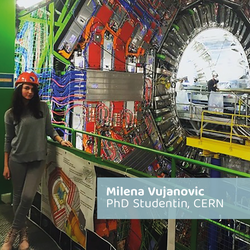 SciencepoolVwV's tweet photo. Milena Vujanovic arbeitet im Rahmen des PhD Studiums am europäischen Kernforschungszentrum CERN (JA, DAS CERN!) 
Auf https://t.co/x79H8GNCmk findet ihr ein spannendes Interview mit ihr! Im Hintergrund zu sehen: ein Teil des ATLAS Detektors (https://t.co/U0bUmxHFRT).
#Womeninstem https://t.co/5aCkfi14Ze