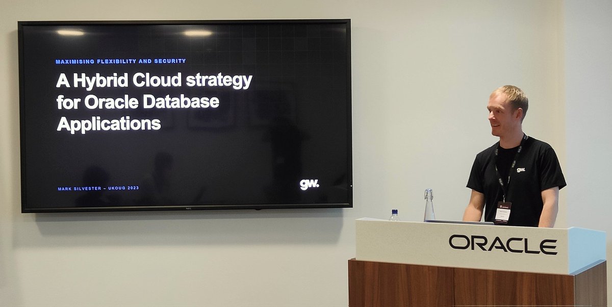 mark_gw's tweet photo. Great insight from Mark Silvester with practical experiences of #Azure and #Oracle working together.  Great storytelling. @griffithswaite https://t.co/jMs7iDXH5k