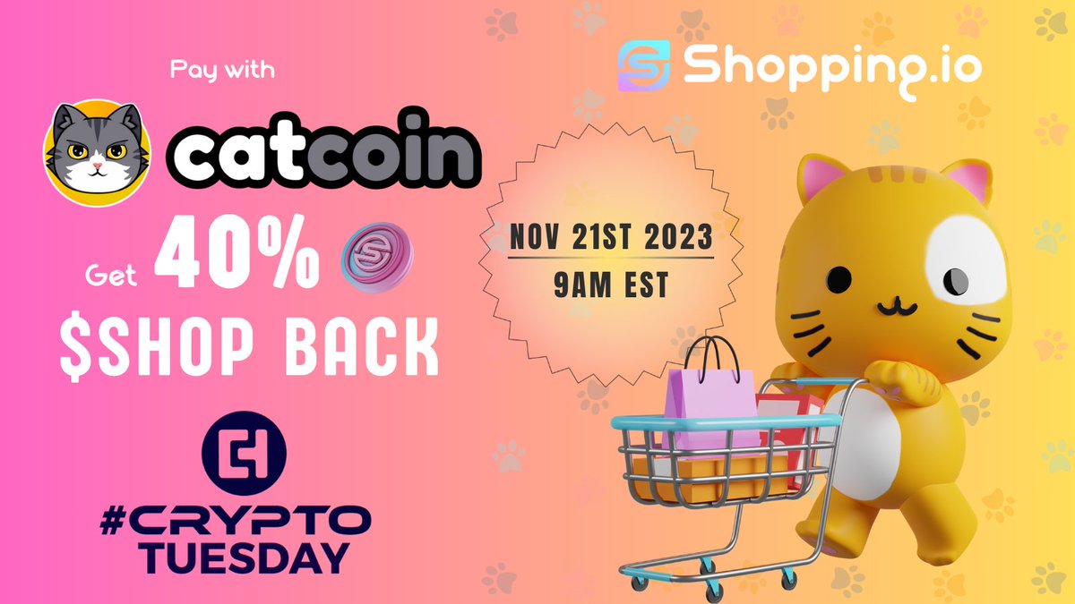 Shopping.io (@shopping_io) on Twitter photo ๐พ Ready to pamper your furry friend on #CryptoTuesday, Nov 21st with <a href="/officialcatcoin/">Official Catcoin</a>?
๐๏ธ Unlock an amazing 40% $SHOP BACK when you shop for your cat's favorites! ๐๏ธ๐ฑ
Use code "CryptoTuesday2023" for 30%, then check out with $CATCOIN to enjoy an extra 10% SHOP BACK on all ๐พ Ready to pamper your furry friend on #CryptoTuesday, Nov 21st with <a href="/officialcatcoin/">Official Catcoin</a>?
๐๏ธ Unlock an amazing 40% $SHOP BACK when you shop for your cat's favorites! ๐๏ธ๐ฑ
Use code "CryptoTuesday2023" for 30%, then check out with $CATCOIN to enjoy an extra 10% SHOP BACK on all