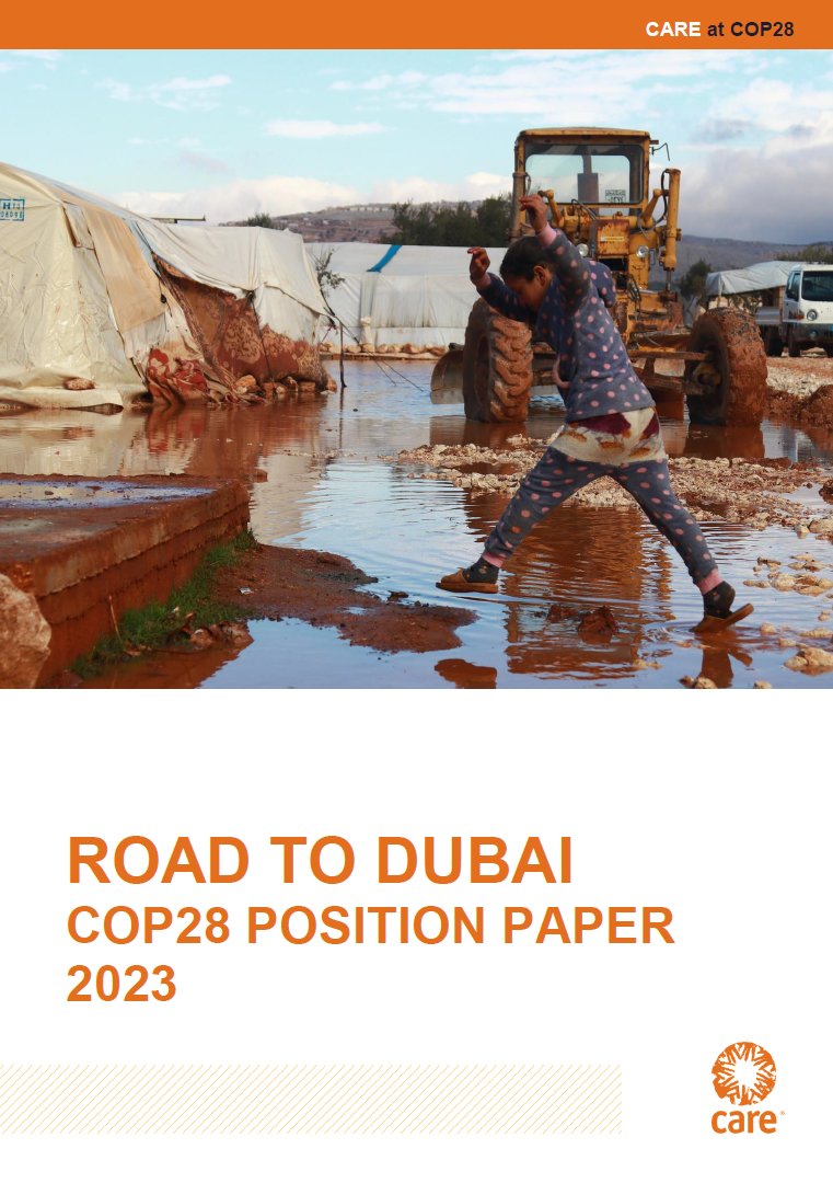 CARE's position paper for #COP28 is here!

Our key asks:
🔸#Gender just adaptation
🔸Finance for climate justice
🔸Funding for loss and damage action
🔸#Mitigation for climate justice

READ MORE: careclimatechange.org/care-cop28-pos… (Other languages available soon!)