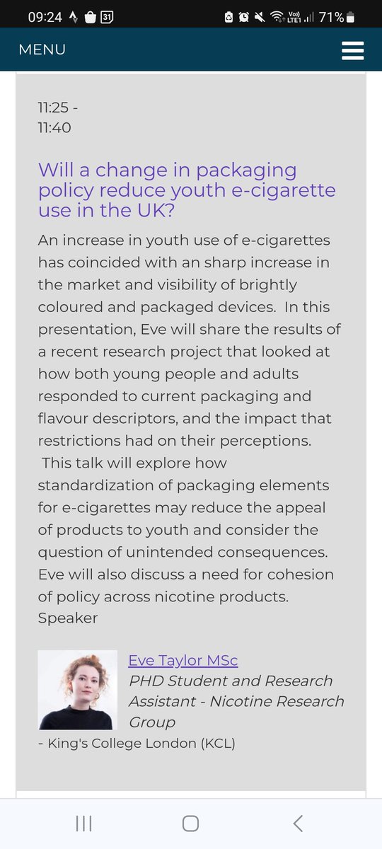KCL Nicotine Research Group (@kingsnrg) on Twitter photo The NRG are at the #ecigsummit today <a href="/RCPhysicians/">Royal College of Physicians</a> - <a href="/AnnDMcNeill/">Ann McNeill</a> is chairing & <a href="/EveTaylor22/">Eve</a> is presenting her work on #ecigarette packaging later 👇👇👇 The NRG are at the #ecigsummit today <a href="/RCPhysicians/">Royal College of Physicians</a> - <a href="/AnnDMcNeill/">Ann McNeill</a> is chairing & <a href="/EveTaylor22/">Eve</a> is presenting her work on #ecigarette packaging later 👇👇👇