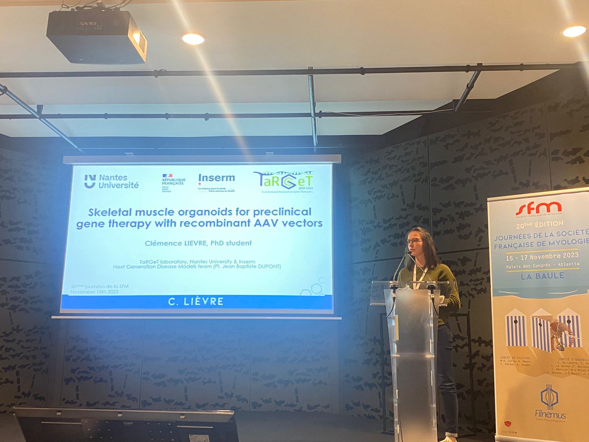 Jean-Baptiste Dupont (@jb_dpt) on Twitter photo We are present at the <a href="/SMyologie/">SFMyologie</a> annual congress in La Baule 🌊🌧️. Amazing talks by <a href="/clemencelvr/">Clémence LIEVRE</a> and <a href="/CarolineGuiner/">Caroline LE GUINER</a> on DMD gene therapy. And I'm next in line... 😬 We are present at the <a href="/SMyologie/">SFMyologie</a> annual congress in La Baule 🌊🌧️. Amazing talks by <a href="/clemencelvr/">Clémence LIEVRE</a> and <a href="/CarolineGuiner/">Caroline LE GUINER</a> on DMD gene therapy. And I'm next in line... 😬